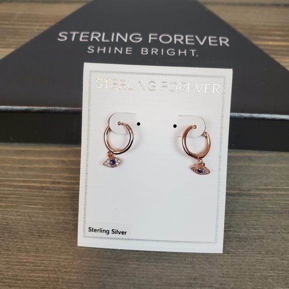 Sterling Forever Evil Eye Earrings NIB - Picture 5 of 7